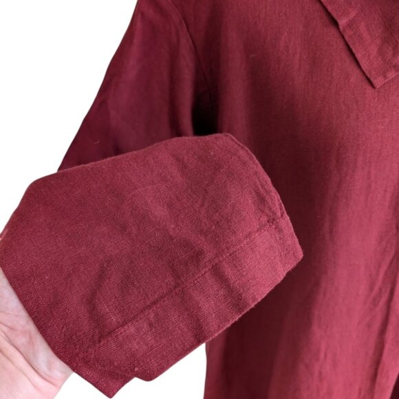Kaliyana Zipper Top Brick Roma Rust Red Linen Blend Tunic Side Zipper Women S/M - Picture 7 of 13